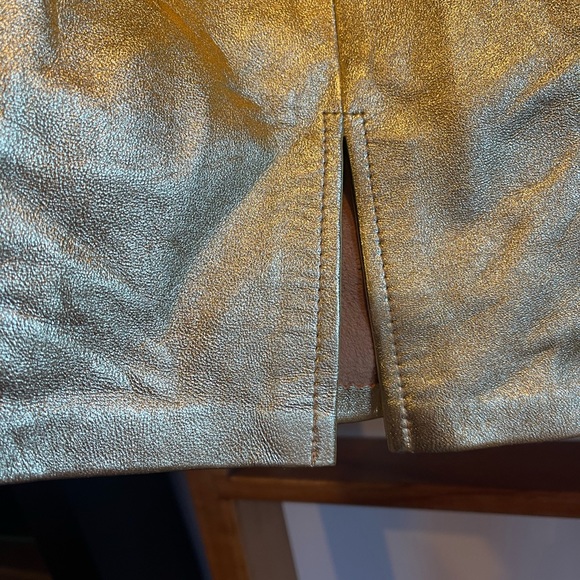 Vintage Julian K. SZ 10 Gold Metallic Real Leather Pencil Skirt! - Picture 5 of 16